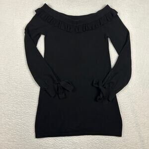 Revolve LPA Women Size M Off Shoulder Sweater Dress Long Sleeve Wool Blend Black